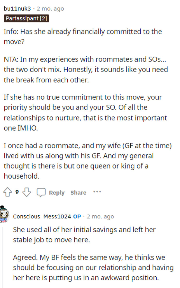 This person explained that sometimes roommates just aren't the best choice and it can cause more harm than good in a household.