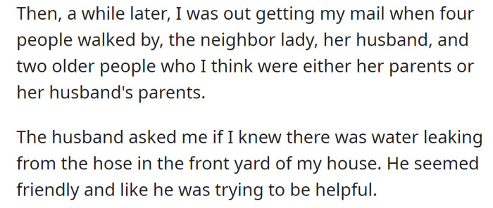 Then one day, the OP encountered her neighbor with her family: