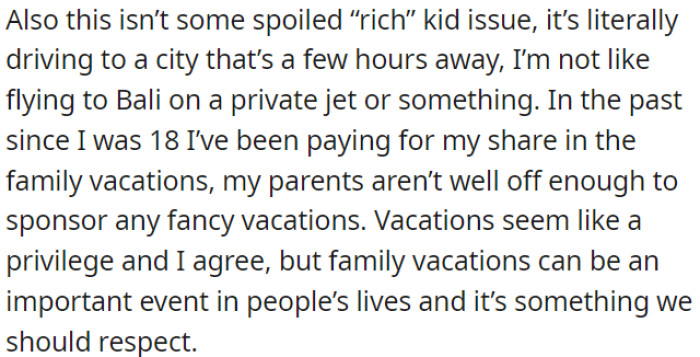 Family vacations are meaningful events that deserve respect.