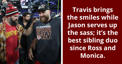 Travis Kelce Playfully Grills Brother Jason On His Shirtless Shenanigans After AFC Championship Victory