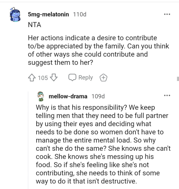 She knows she cannot cook