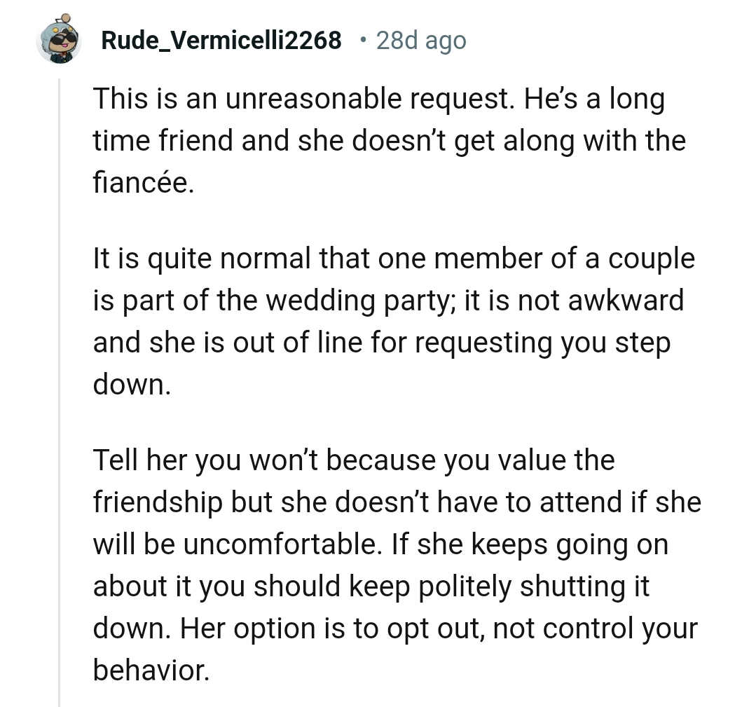 After all, she doesn't get along with the fiancée