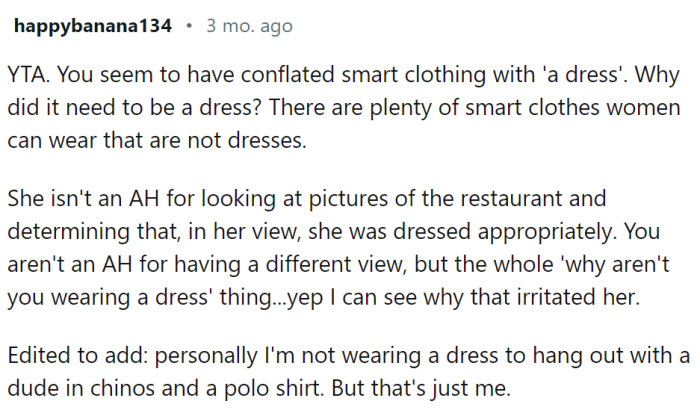 This Redditor believes that OP is confusing smart clothing with a dress
