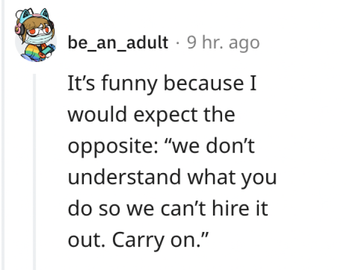 But another Redditor thought it should be just the opposite