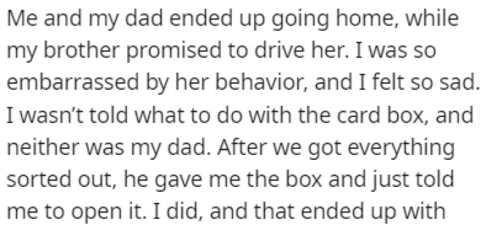 OP was embarrassed by his mom's behavior