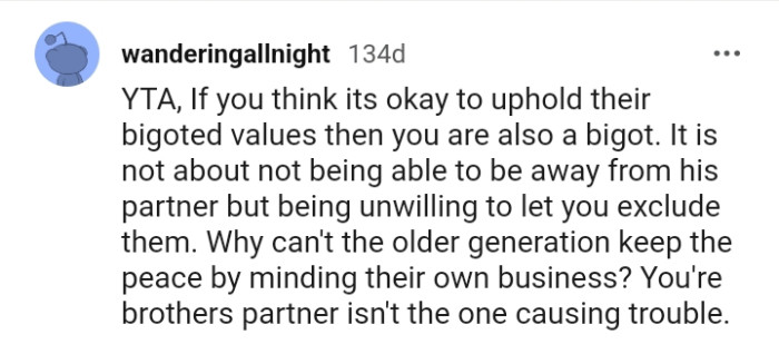 It is not about being able to get away from his partner