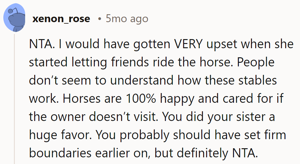 NTA. Should've stopped the joyrides sooner! Horses know who's boss, even without the owner.
