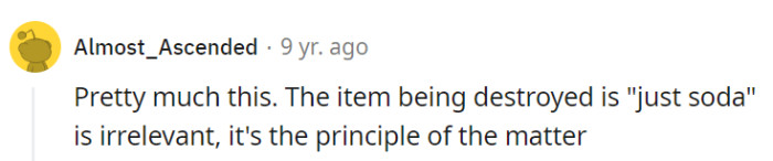 Whether it's soda or a priceless artifact, the principle of respecting someone's belongings remains unchanged.