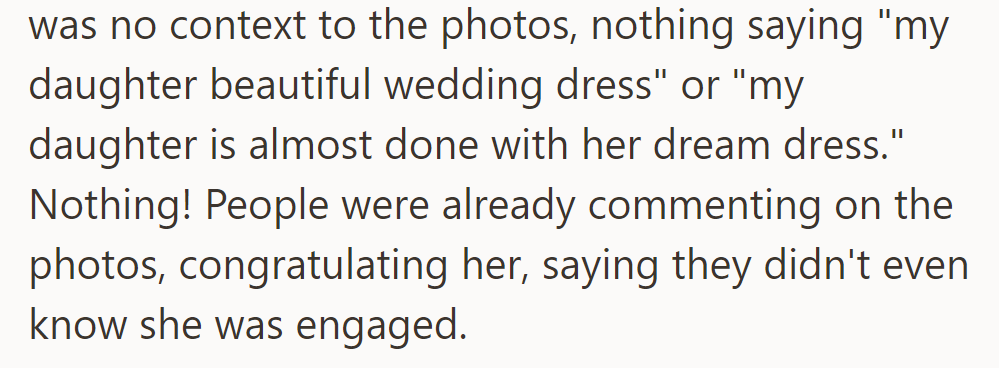 The photos were posted without context, leading to mistaken congratulations on her engagement.