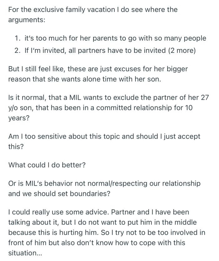 OP and their partner need some advice on how to deal with MIL’s behavior