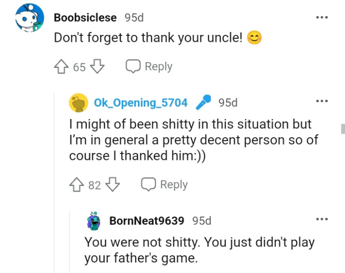 OP should thank the uncle