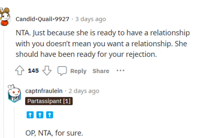 People do agree that OP is NTA and that she has a right to feel any type of way about this situation.