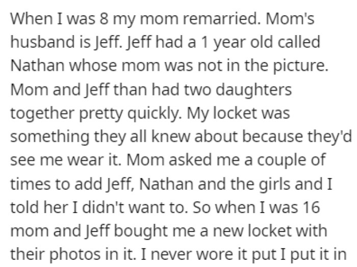 Soon After, OP's Mom Remarried