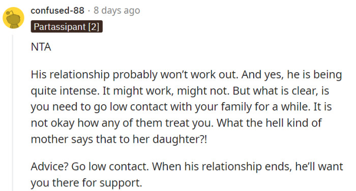 When all else fails, he'll still go back to his family for support, right?