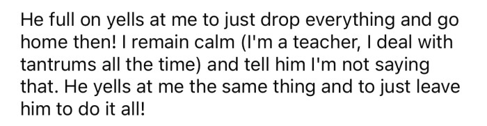 When the Redditor said she didn't feel comfortable climbing a ladder, her stepfather started yelling at her, telling her to just drop everything and go home.