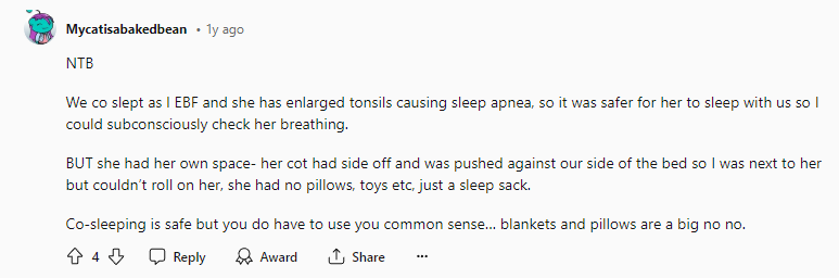 Co-sleeping is safe, but you do have to use your common sense