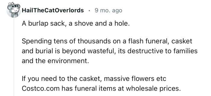 'Spending Tens of Thousands on a Flash Funeral, Casket, and Burial Is Beyond Wasteful.'