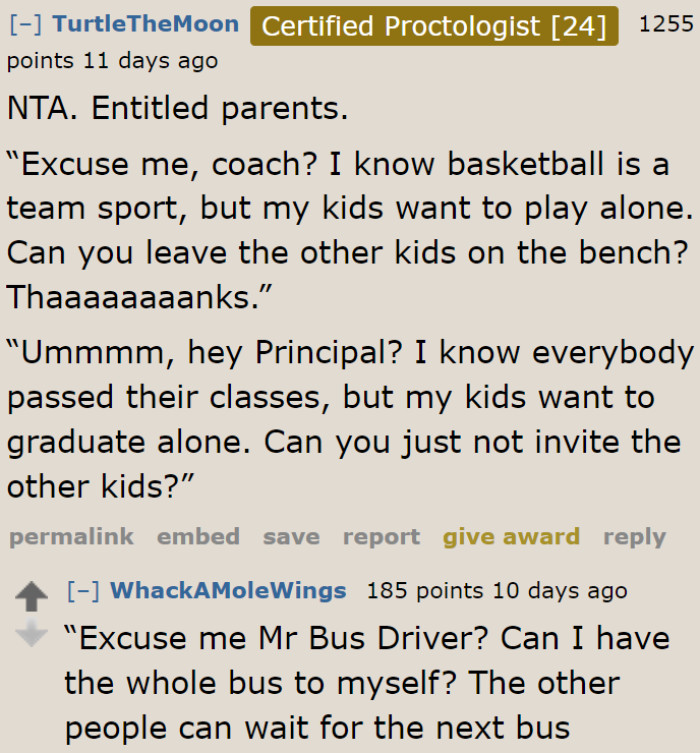 Redditors demonstrate how entitled parents can be.