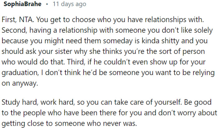 If someone couldn't even show up for your important moments, they're not worth relying on