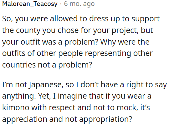 Wearing a kimono with respect is a form of appreciation, not appropriation.