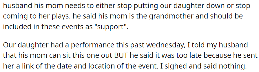 Our daughter had a performance