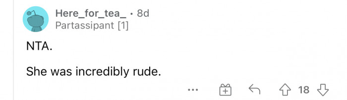 Simply put, her MIL was very rude.