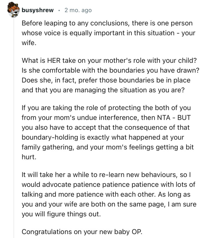 We wonder what OP’s wife’s opinion is on this matter