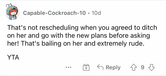 13. That is definitely not rescheduling but bailing.