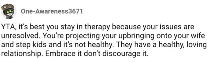 Hopefully OP continues therapy about this