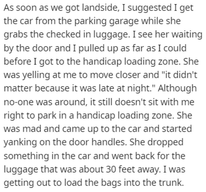 The wife was putting the luggage in the car when OP got a crazy idea