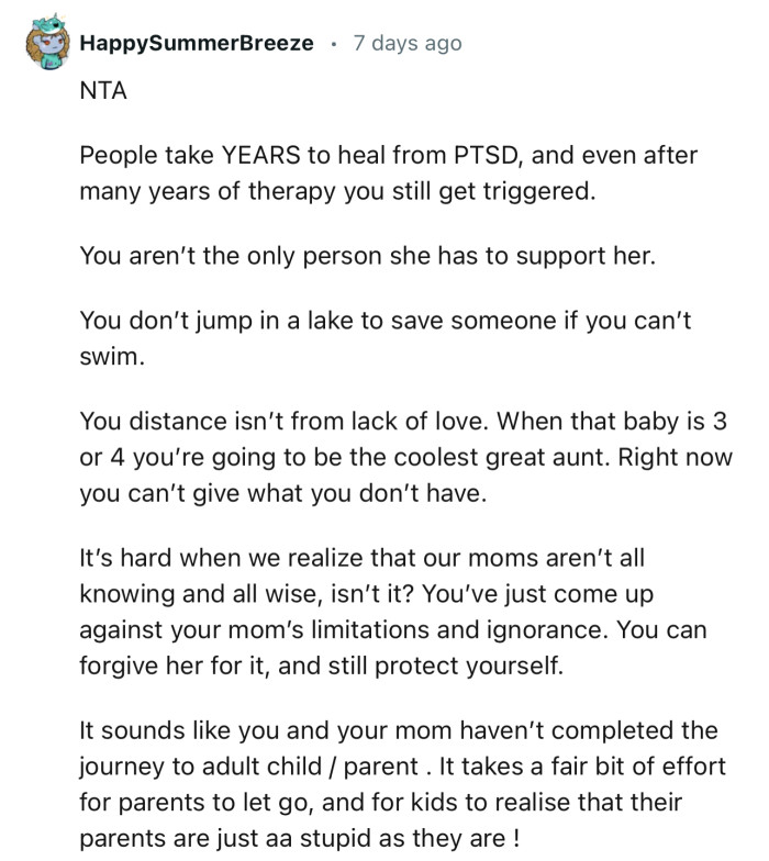 “NTA…You Don’t Jump in a Lake to Save Someone If You Can’t Swim.”