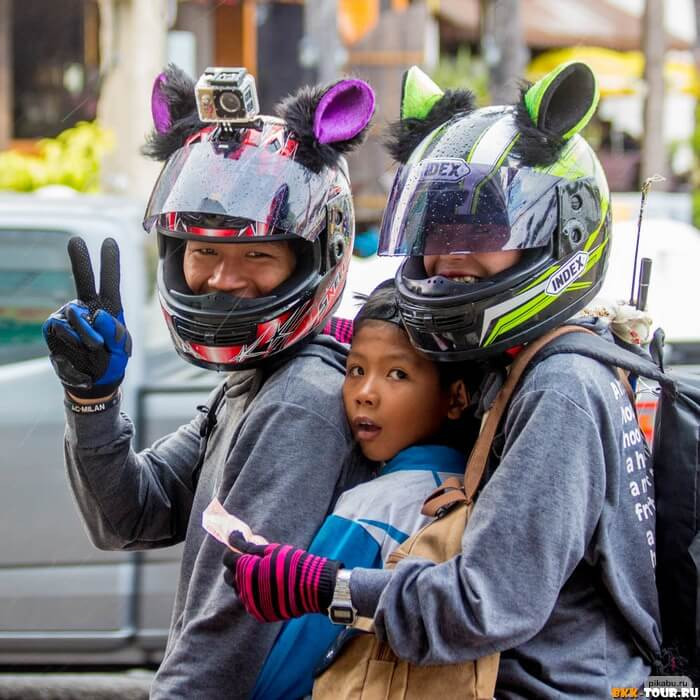 14. Motorcycle helmets with animal ears on top found at Jomtien Beach in Pattaya, Thailand.
