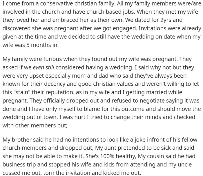 The drama kicks off when OP and his fiancée get engaged, only to find out that they're going to have a baby.