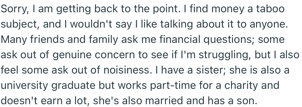 In Addition, OP Doesn’t Like Having Discussions About Money or Anything Related to Finances