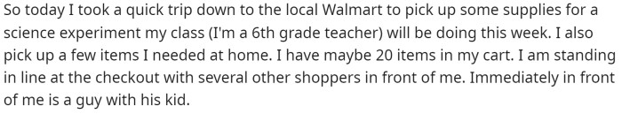 OP starts off by explaining their background and where they were when they saw the kid and dad.