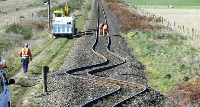 "Train Tracks In Canterbury, New Zealand After An Earthquake"