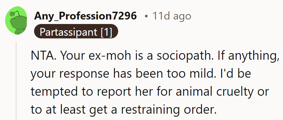 The ex-MOH is a sociopath. Time for a restraining order to paw-sibly save some sanity.