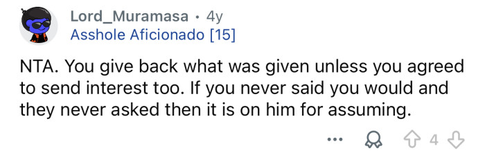 You give back what you were given.