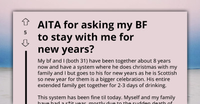 Redditors Roasts Woman For Asking Her BF To Stay With Her And Ditch His New Year Ritual