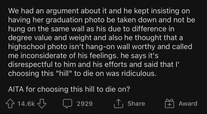 The husband refused to change his mind, so OP decided to ask the Reddit community for help.