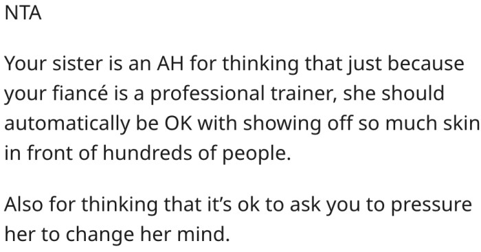 1. Being a professional trainer doesn't mean being comfortable with showing off one's body.