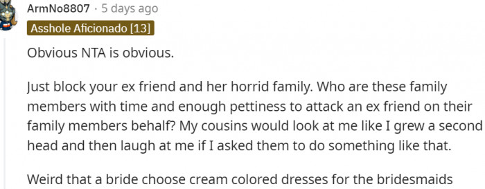 7. Just block her and her horrid family