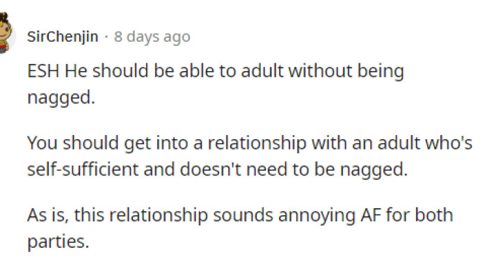 At this point, it honestly seems like they might not be good for each other because he can't remember anything, and she shouldn't have to remind him.