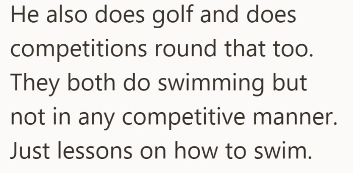 It reinforces the pattern he is pointing to. His son has multiple chances to compete and be seen.