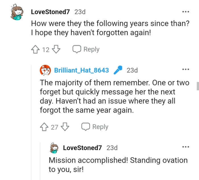 This Redditor hopes they haven't forgotten again