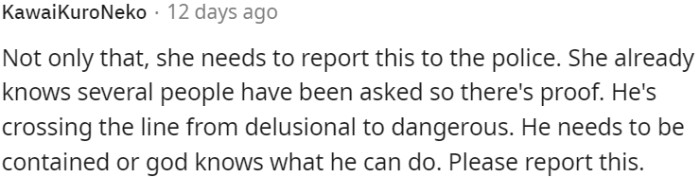 This kind of behavior may require police intervention for the safety of others