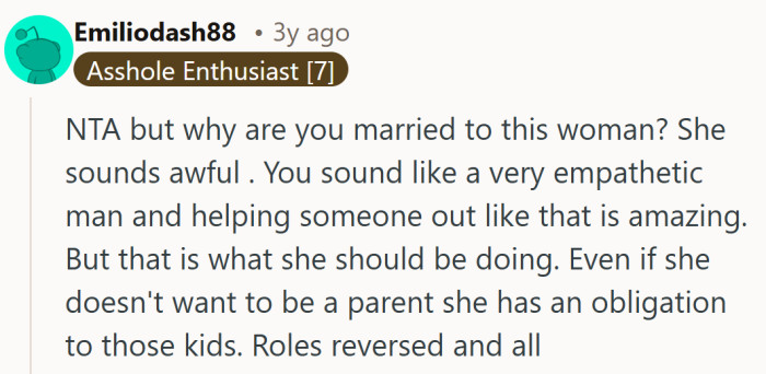 He is doing the caring work she walked away from, and it makes people wonder how the relationship got to this point.
