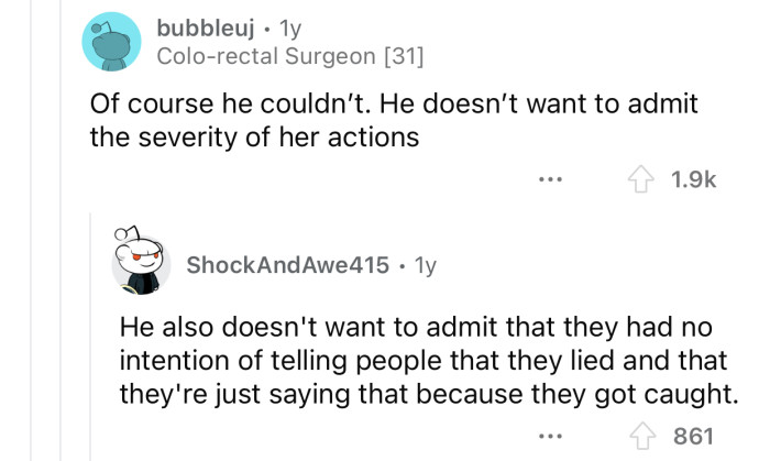 That's something you say when you get caught.