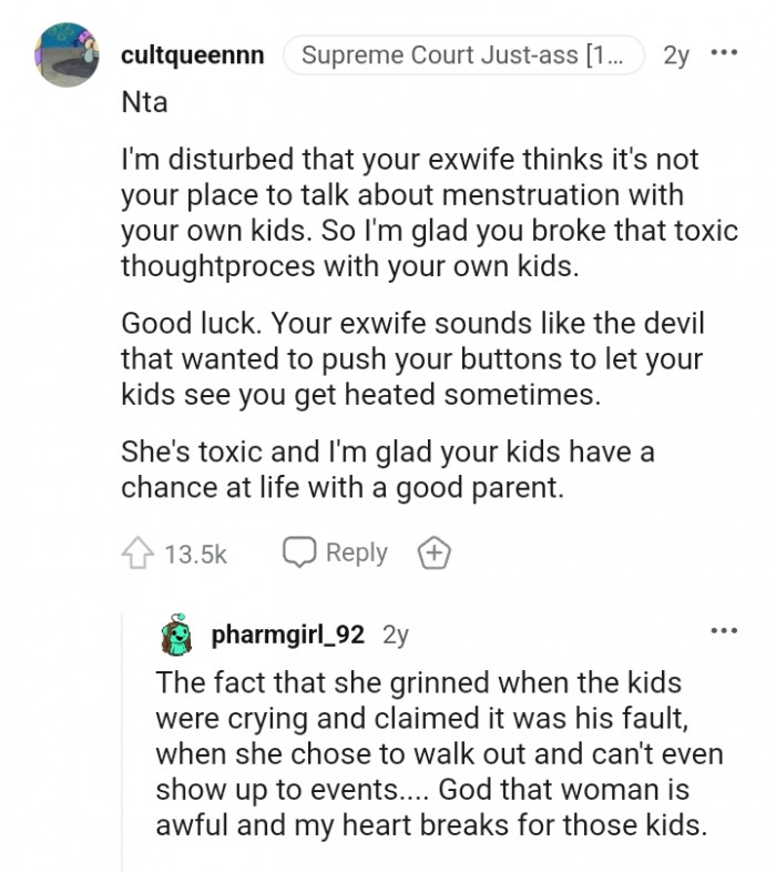 This Redditor is glad the kids have a chance at life with a good parent