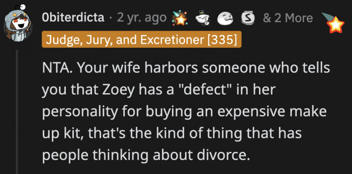 Right? What kind of parent allows an adult to say this about their own child?